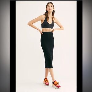 Free People Highland Tube Midi Skirt in Black